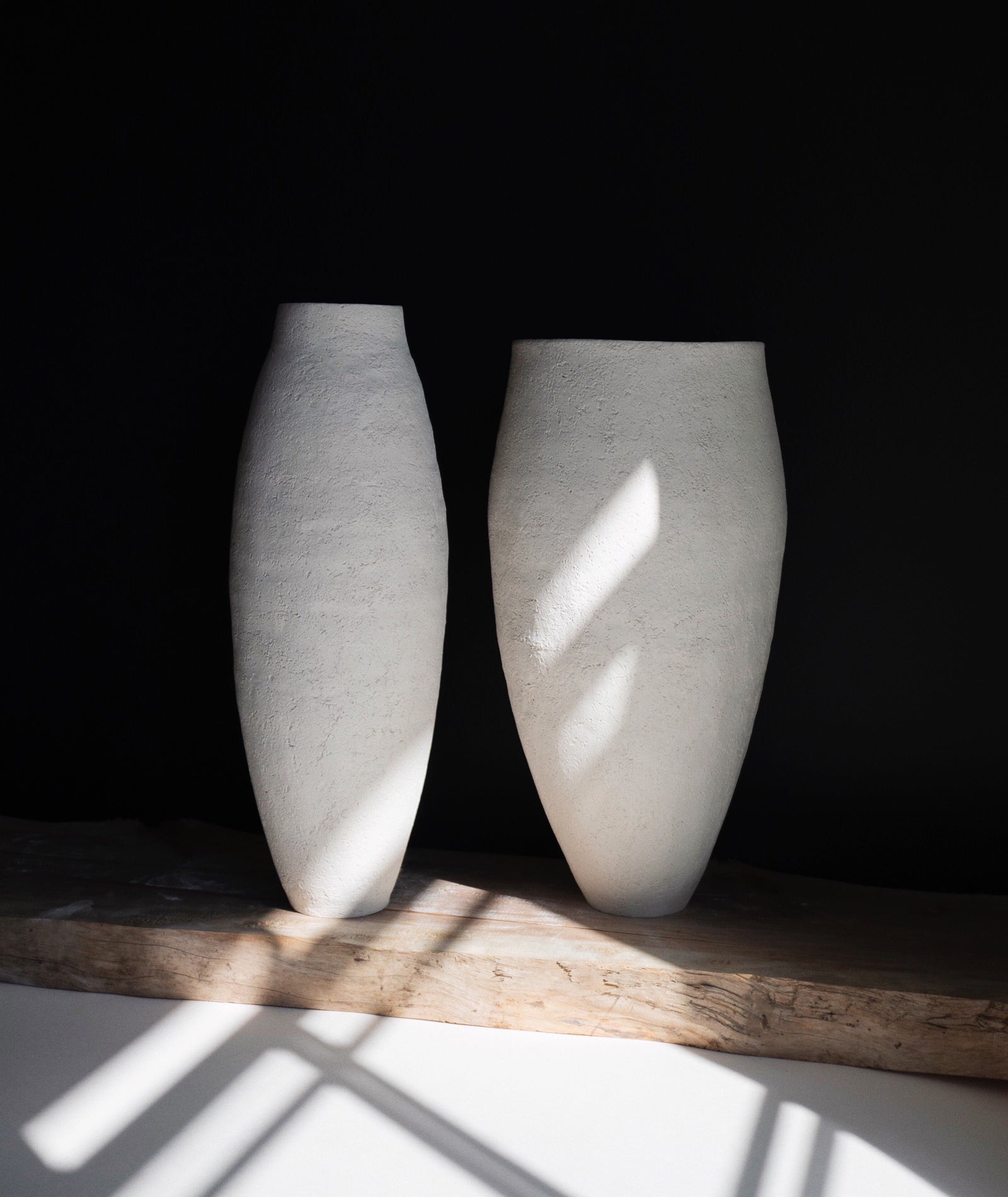 Tall White Sculptural Vase